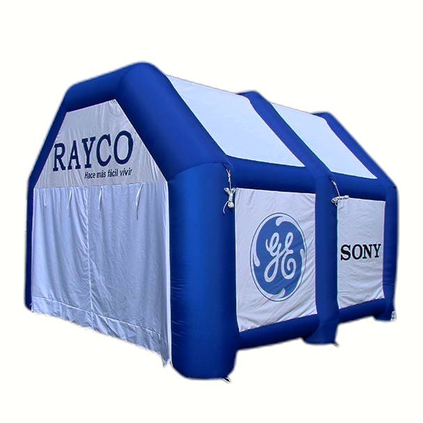 Carpa inflable con marcas Rayco, GE y Sony
